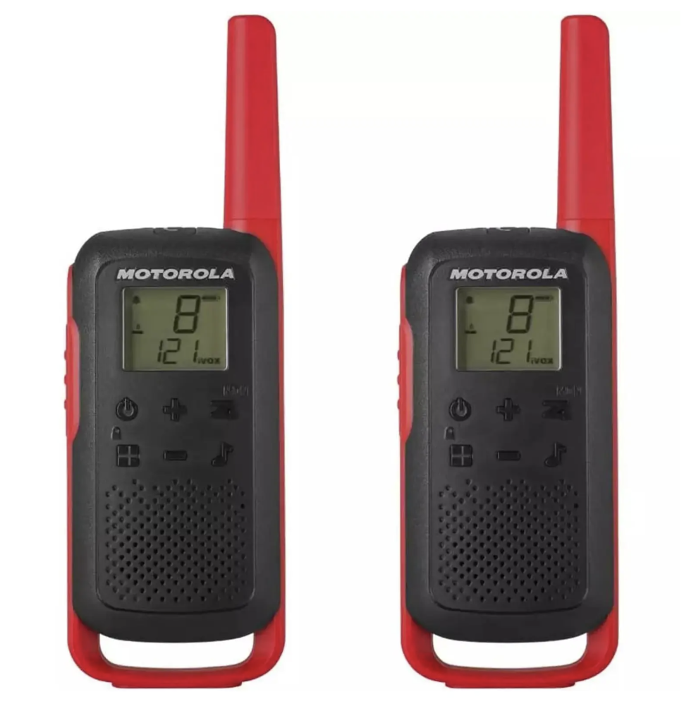 Radio Motorola T210 frente y perfil color rojo y negro